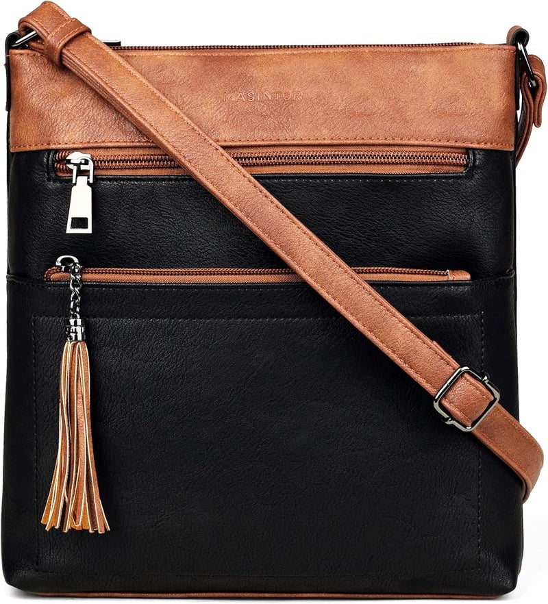 MASINTOR Crossbody Purses for Women, Multi Pocket Casual Crossbody Bag, Adjustable Strap Shoulder Bag with Tassel - Image 1